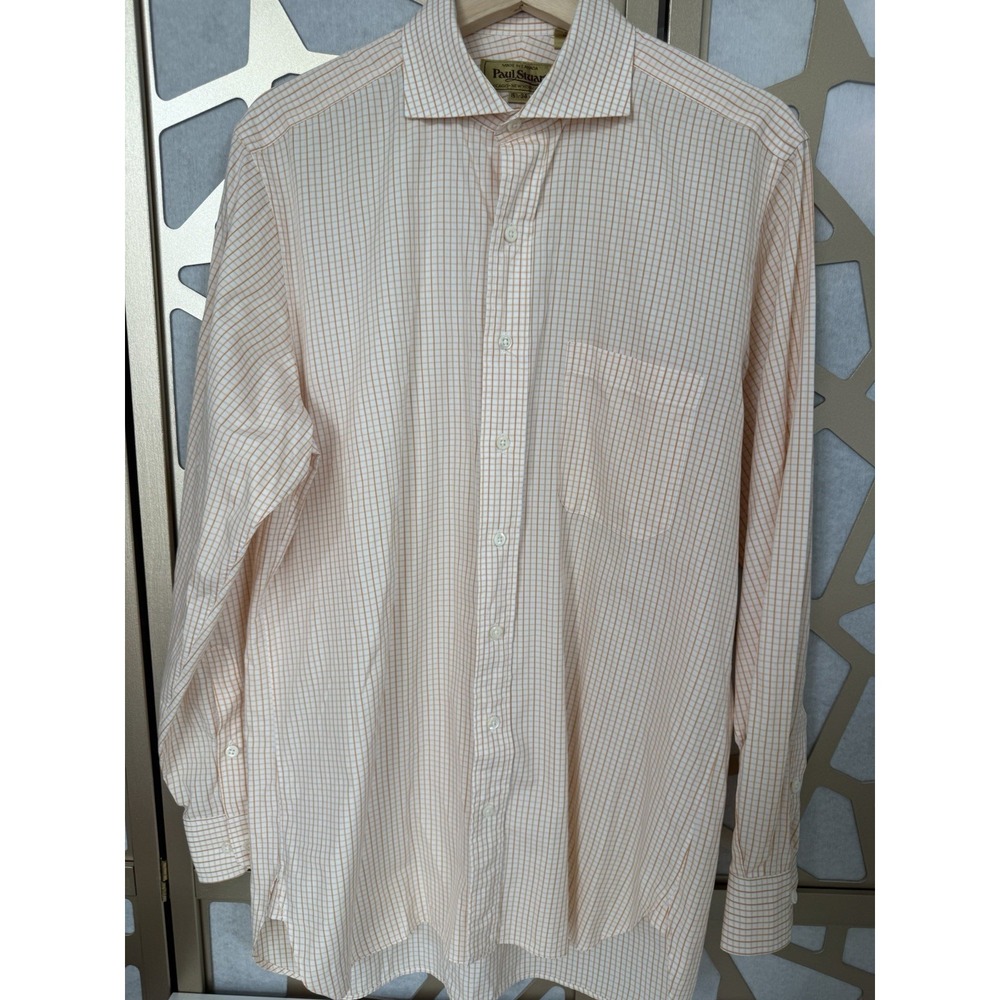 16.5 34 Vintage Paul Stuart Cotton Long Sleeve French Cuff Tattersall Canada EUC